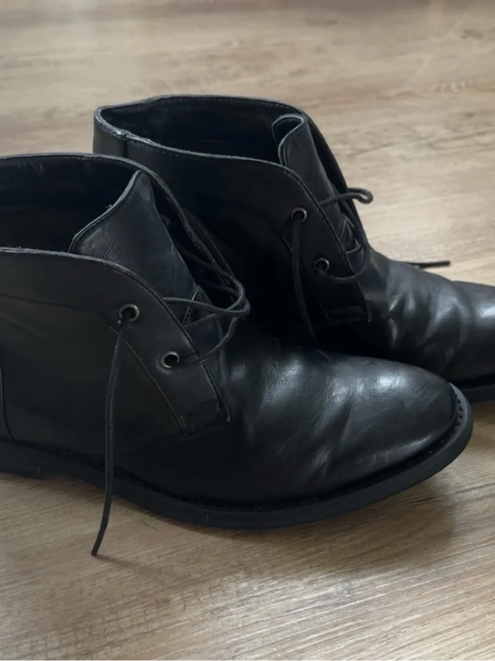 Marc Anthony Black Leather Chukka Boots - Lace-Up
